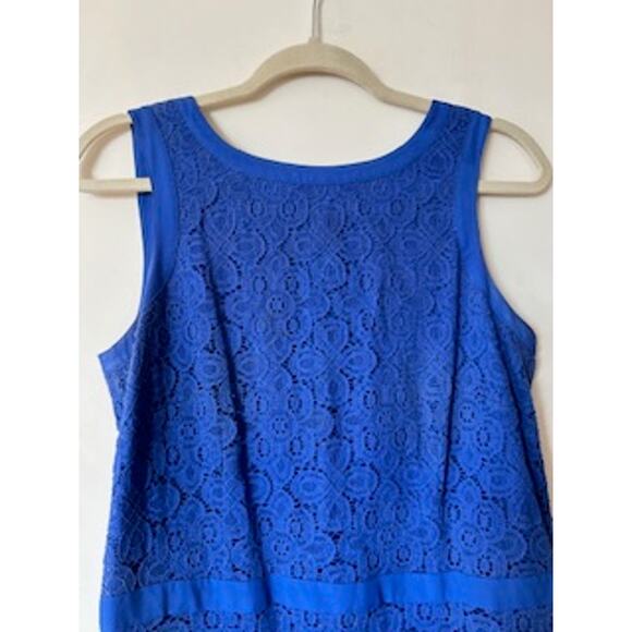 Ann Taylor Lace Sleeveless Fitted Sheath Dress Size 10 Beautiful Royal Blue - Picture 2 of 11